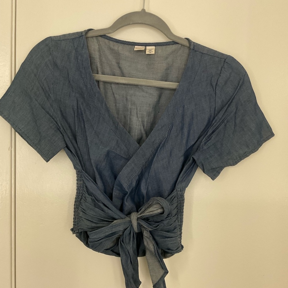 Denim Blue Wrap Top